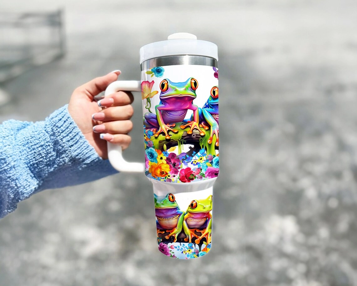 Funny frogs flower Motivation Be your own kind of beautiful 30oz or 40oz Quencher Tumbler Gift For Her Him Birthday Gift LN Waterslide