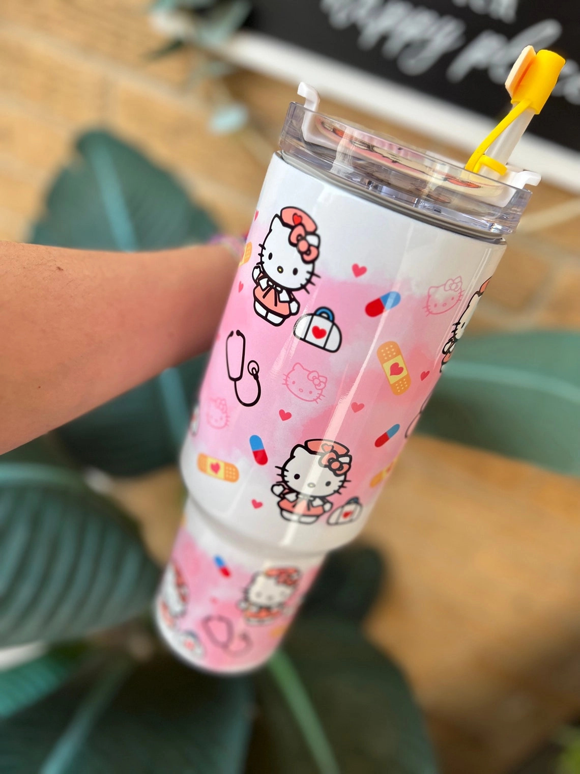 Nurse Hello Kitty 30oz or 40oz tumbler Nurse Life Kitty tumbler 30oz or 40oz tumbler tumbler with handle Birthday Anniversary Gift HFN