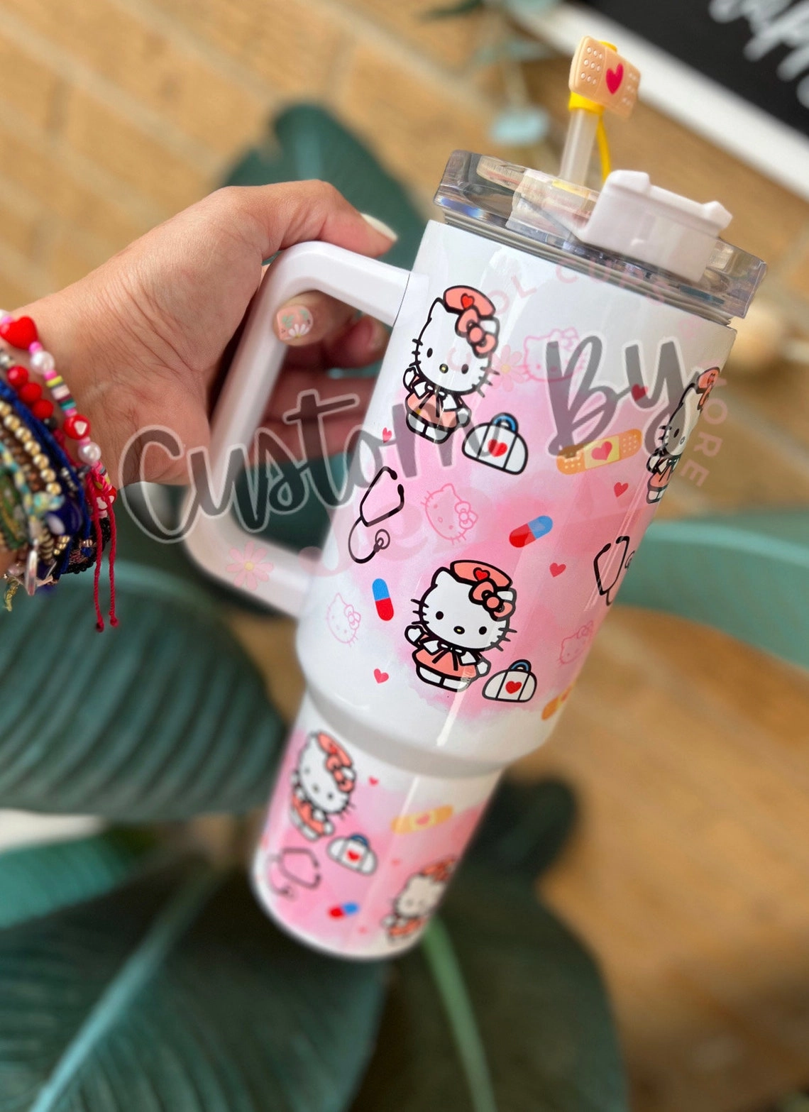 Nurse Hello Kitty 30oz or 40oz tumbler Nurse Life Kitty tumbler 30oz or 40oz tumbler tumbler with handle Birthday Anniversary Gift HFN