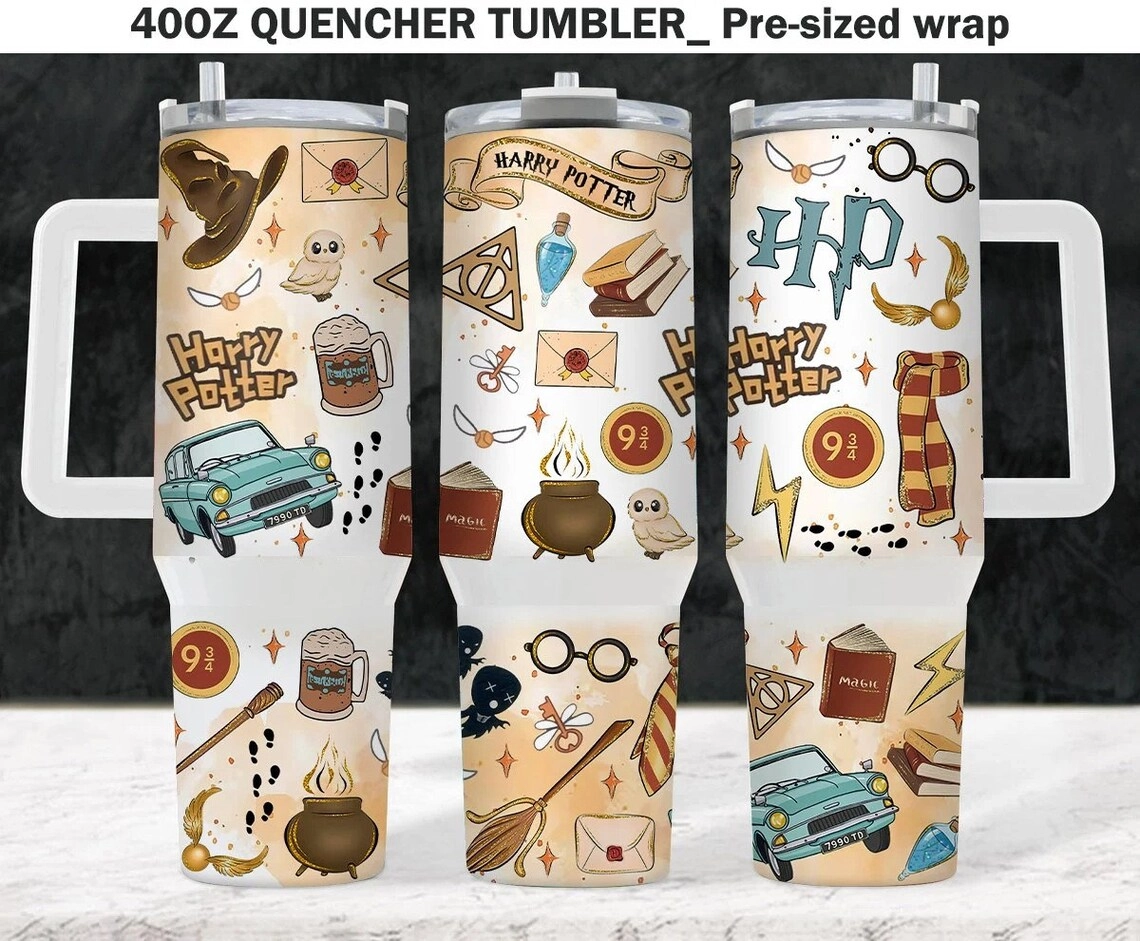 Magic Wizard 40oz Tumbler HP Quencher Tumbler Gift For Her Him Birthday Gift LN Wizard Tumbler Potterhead Tumbler Magic