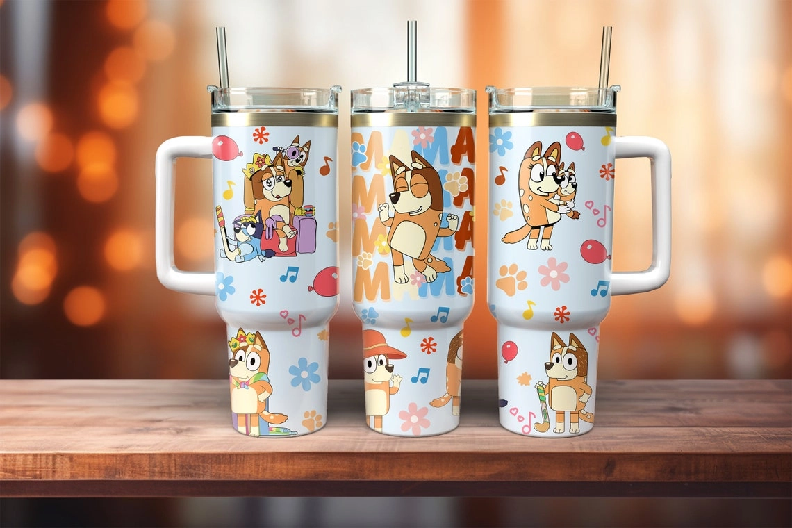 King and Queen Bluey Cartoon 30oz or 40oz Quencher Tumbler LN Bluey And Friends