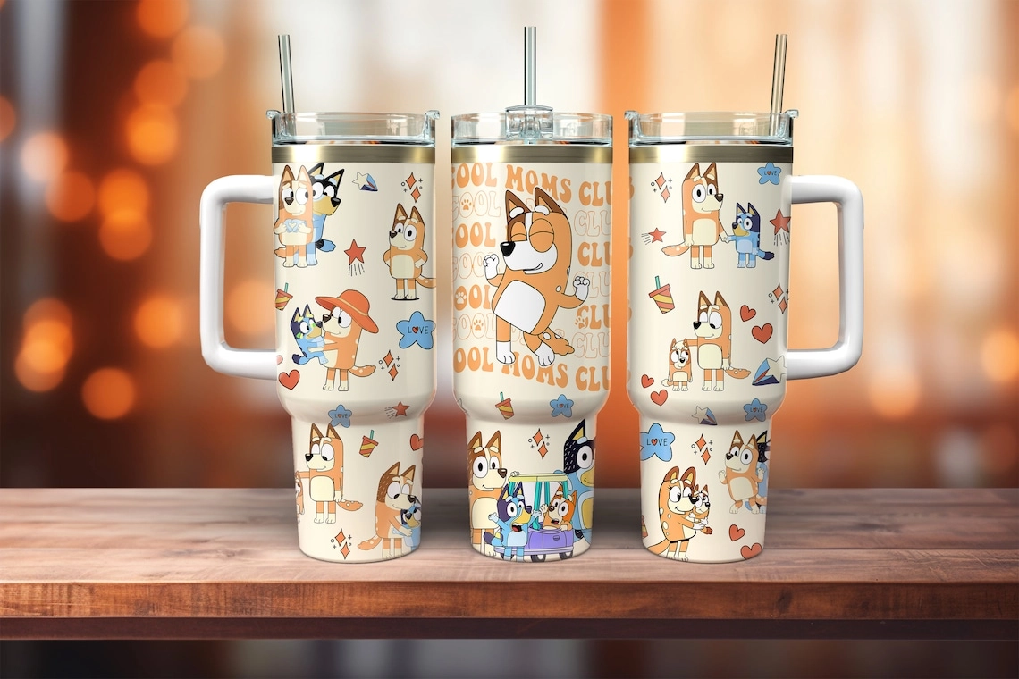 Bluey Bingo And Bandit Cartoon 30oz or 40oz Tumbler HG