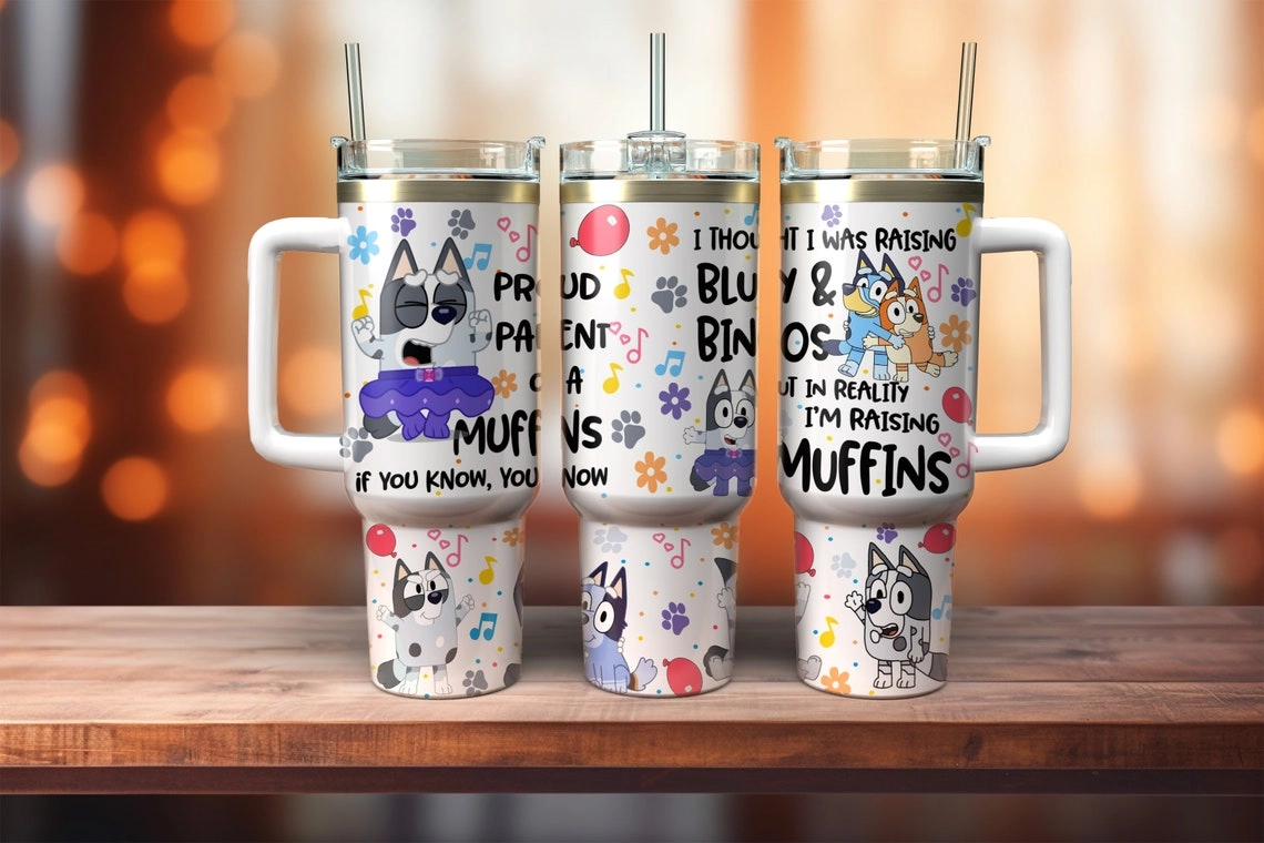 Raising Bluey and Bingos Cartoon 30oz or 40oz Quencher Tumbler LN Bluey And Friends