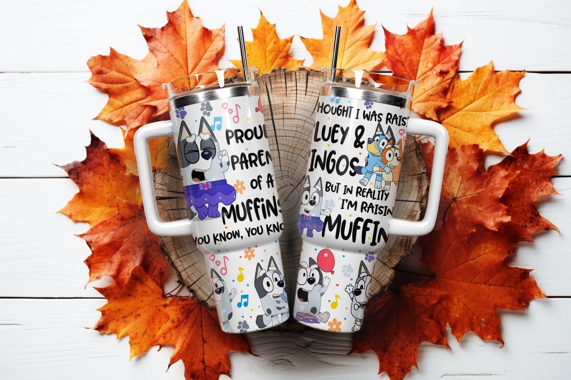 Raising Bluey and Bingos Cartoon 30oz or 40oz Quencher Tumbler LN Bluey And Friends