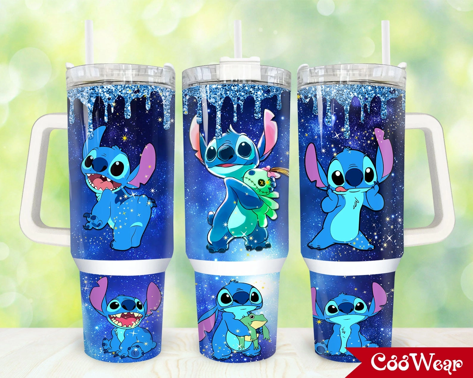 Disney Stitch Glitter 30oz or 40oz Tumbler with Handle, Birthday Anniversary Tumbler Gift HFN