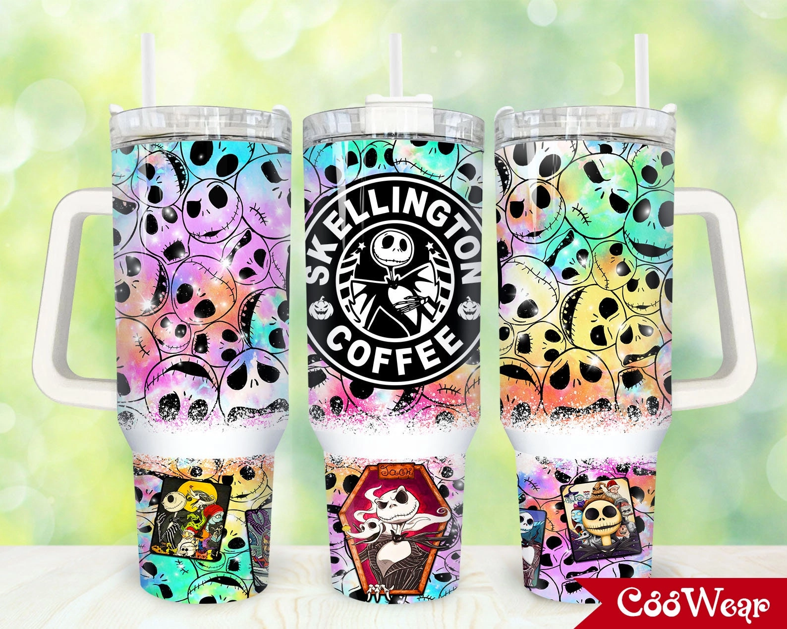 Nightmare Before Christmas Halloween Horror Characters Jack 30oz or 40oz Tumbler with Handle, Birthday Anniversary Tumbler Gift HFN