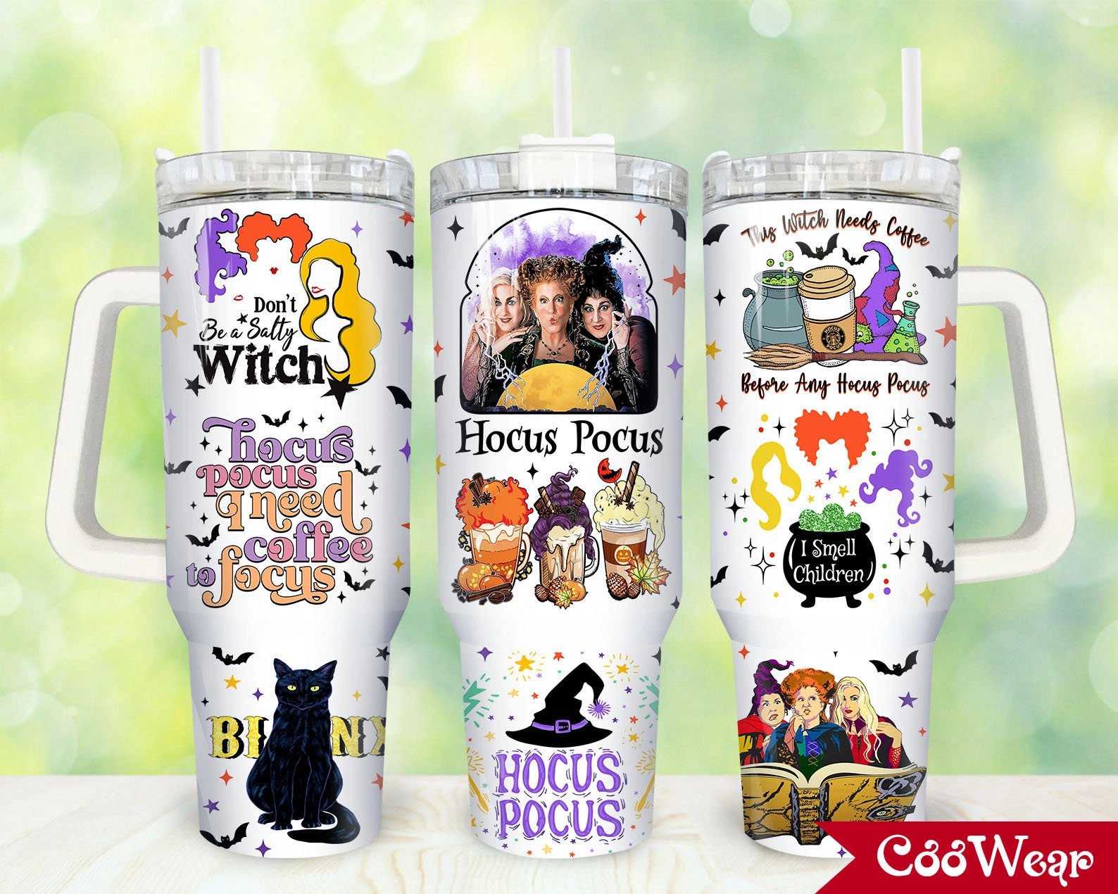 Hocus Pocus Halloween Movies Characters 30oz or 40oz Tumbler with Handle, Birthday Anniversary Tumbler Gift HFN