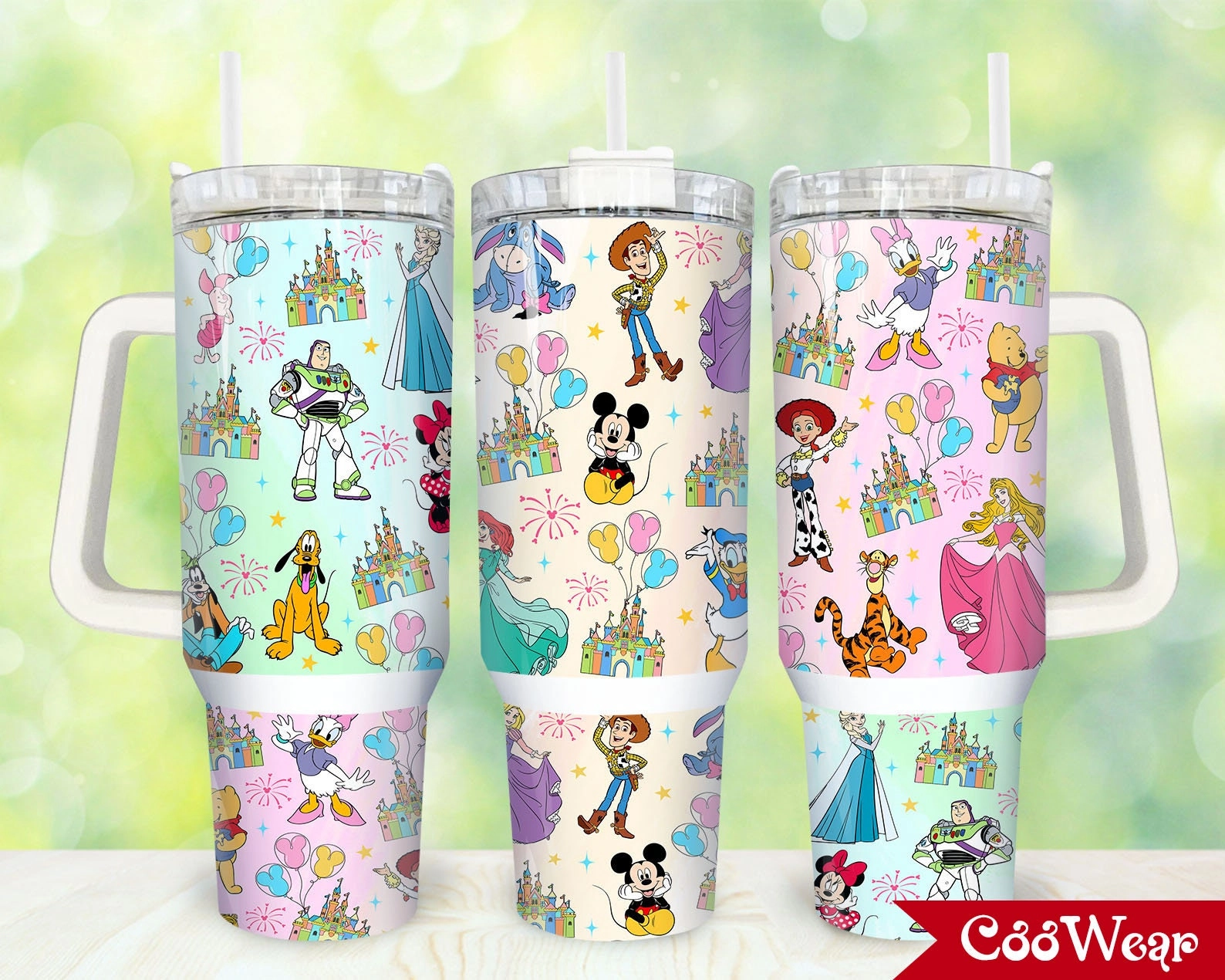 Disney Movies Characters Magic Cartoon 30oz or 40oz Tumbler with Handle, Mickey Winnie the Pooh Toy Story Donald Frozen Goofy Fan Gift Birthday Anniversary Tumbler Gift HFN