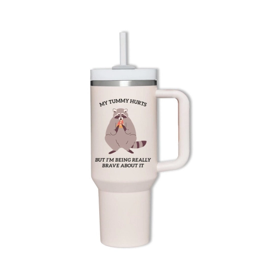 Raccoon tumbler, raccoon meme gift, my tummy hurts merch, 30oz or 40oz travel mug for him, viral raccoon gift for her, Coffee tumbler HFN