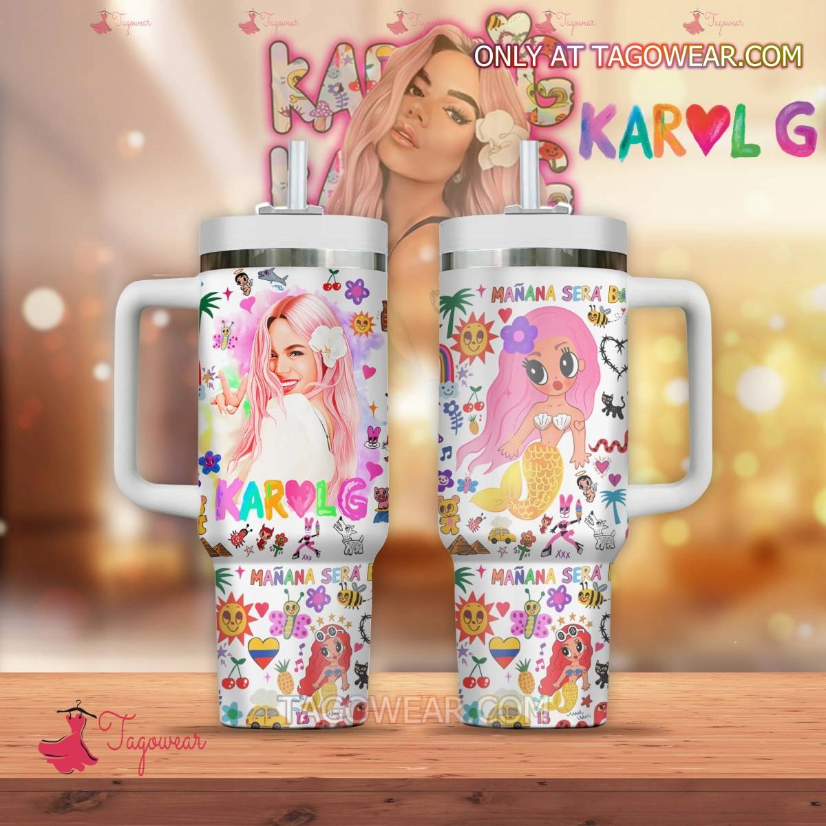 Karol G Music Custom Quencher 30oz or 40oz Stainless Steel Tumbler HG With Handle