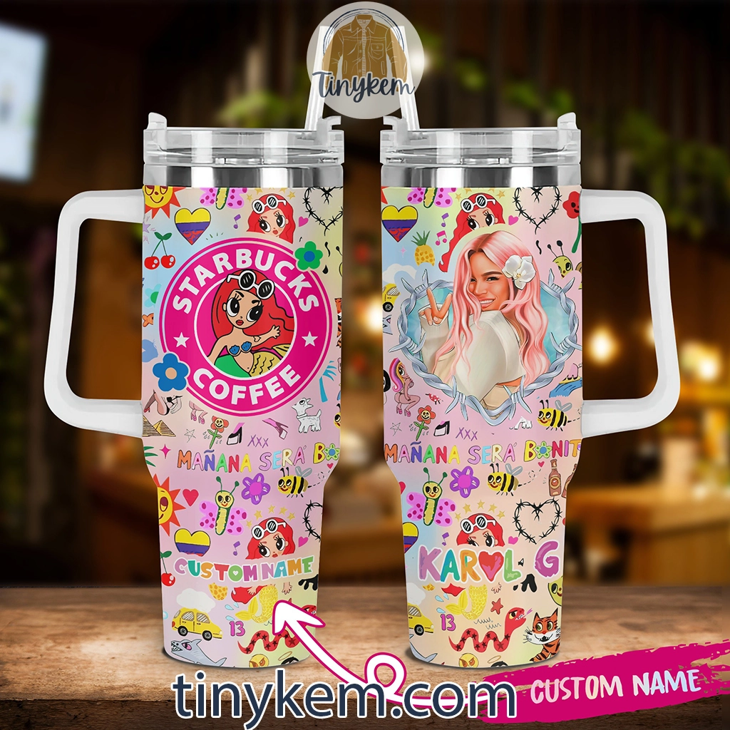 Karol G Starbucks Coffee Music Custom Quencher 30oz or 40oz Stainless Steel Tumbler HG With Handle