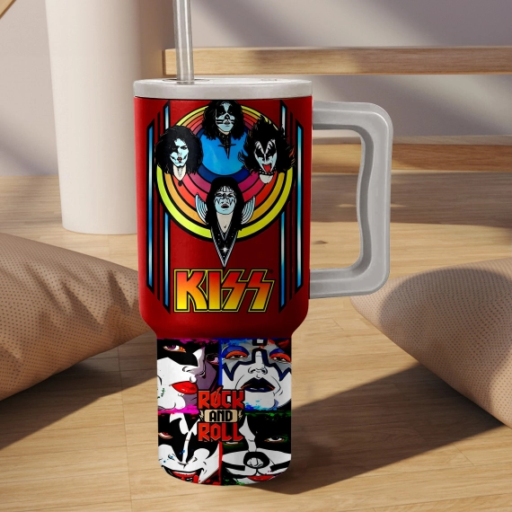 Kiss Band Music Custom Stanley Quencher 40oz Stainless Steel Tumbler HG With Handle