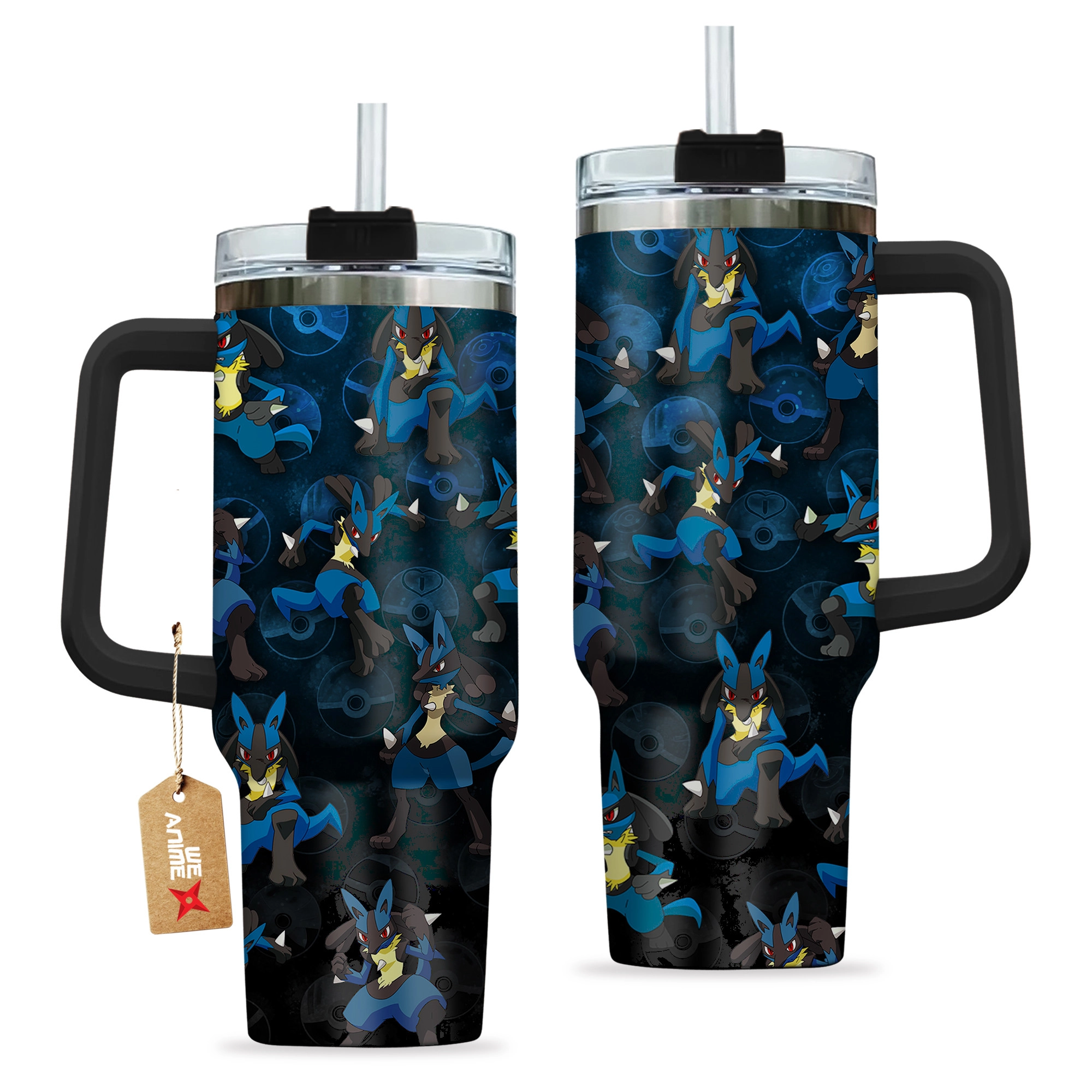 Lucario Pokemon Anime Custom Quencher 30oz or 40oz Stainless Steel Tumbler With Handle HG