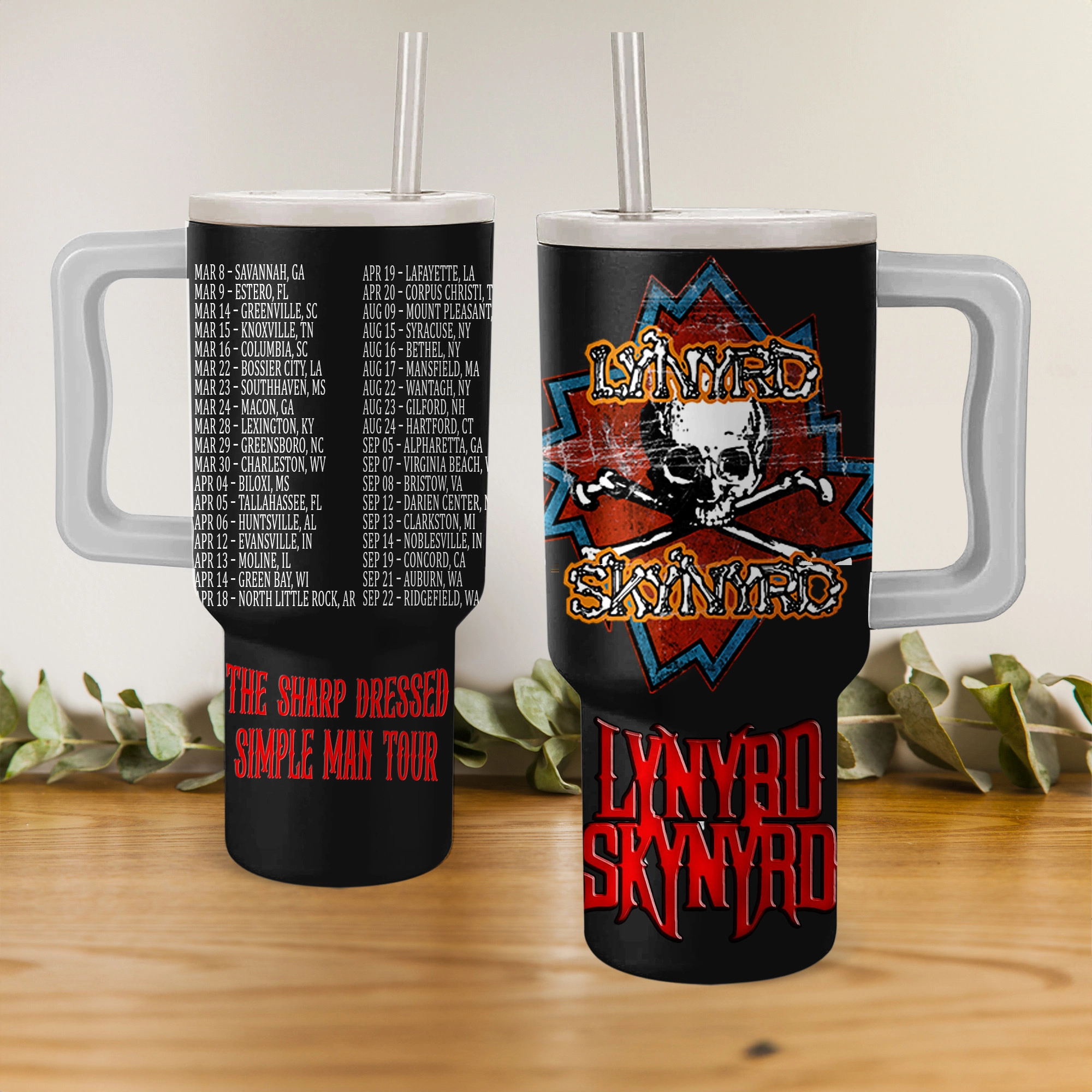 Lynyrd Skynyrd Music Custom Stanley Quencher 40oz Stainless Steel Tumbler HG With Handle
