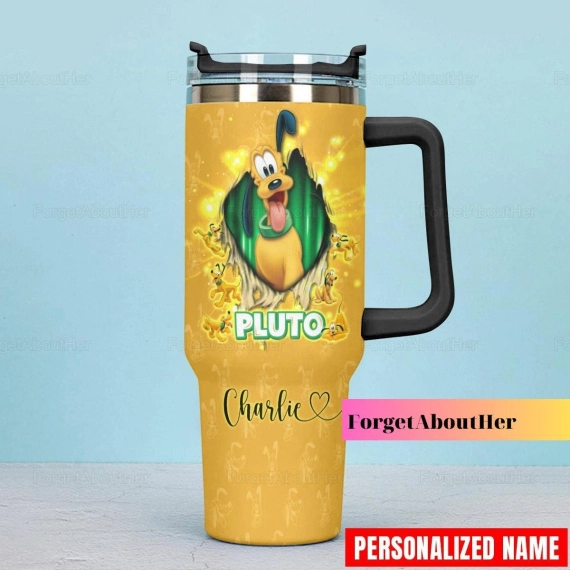 Pluto Dog Disney Cartoon Custom Stanley Quencher 30oz or 40oz Stainless Steel Tumbler With Handle HG
