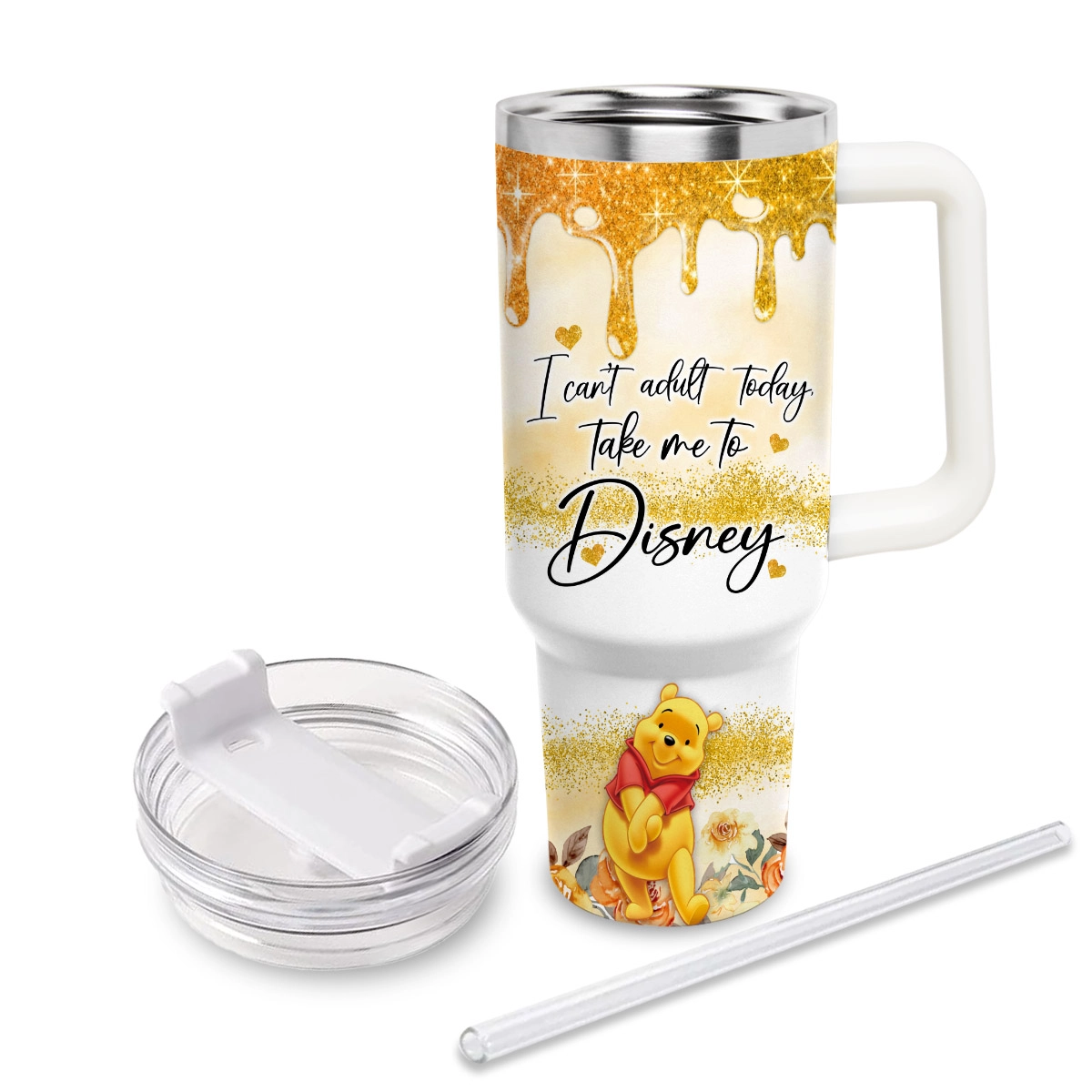 Pooh Winnie the Pooh Cartoon Custom Quencher 30oz or 40oz Stainless Steel Tumbler HG With Handle