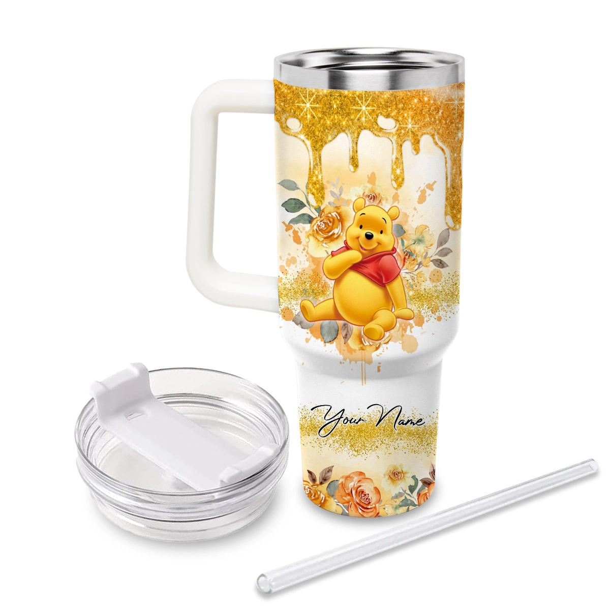 Pooh Winnie the Pooh Cartoon Custom Quencher 30oz or 40oz Stainless Steel Tumbler HG With Handle