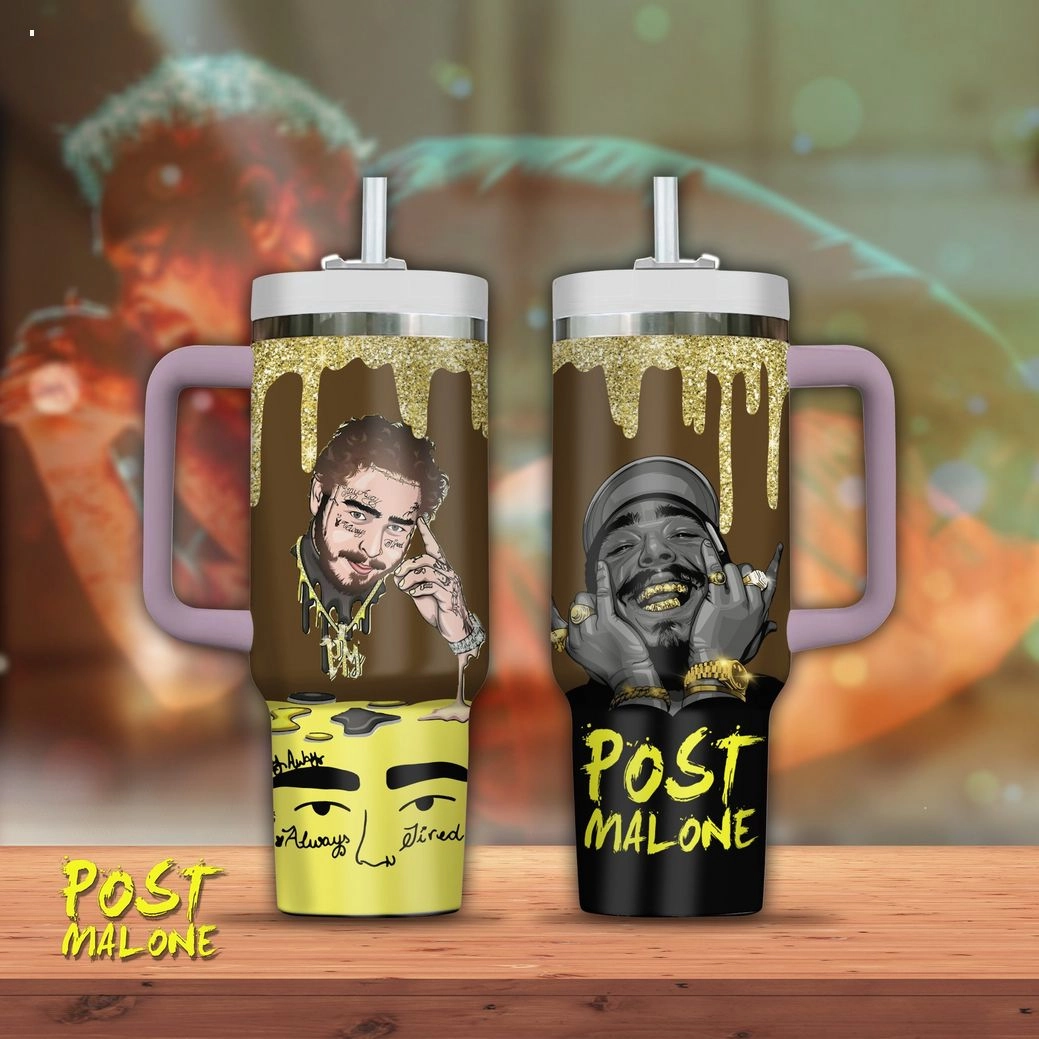Post Malone Music Custom Quencher 30oz or 40oz Stainless Steel Tumbler HG With Handle
