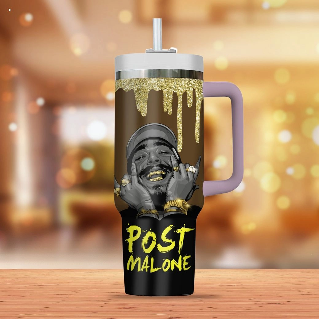 Post Malone Music Custom Quencher 30oz or 40oz Stainless Steel Tumbler HG With Handle