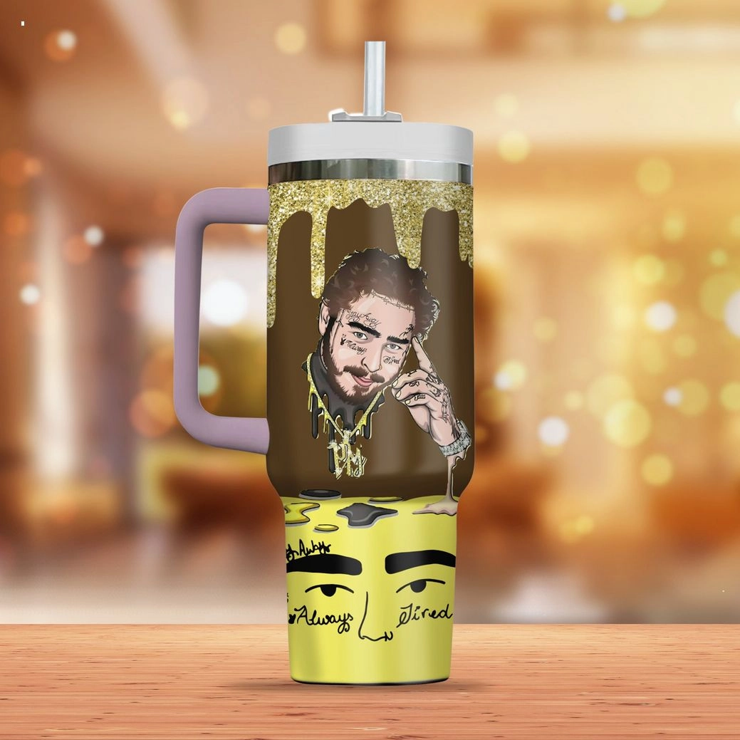 Post Malone Music Custom Quencher 30oz or 40oz Stainless Steel Tumbler HG With Handle