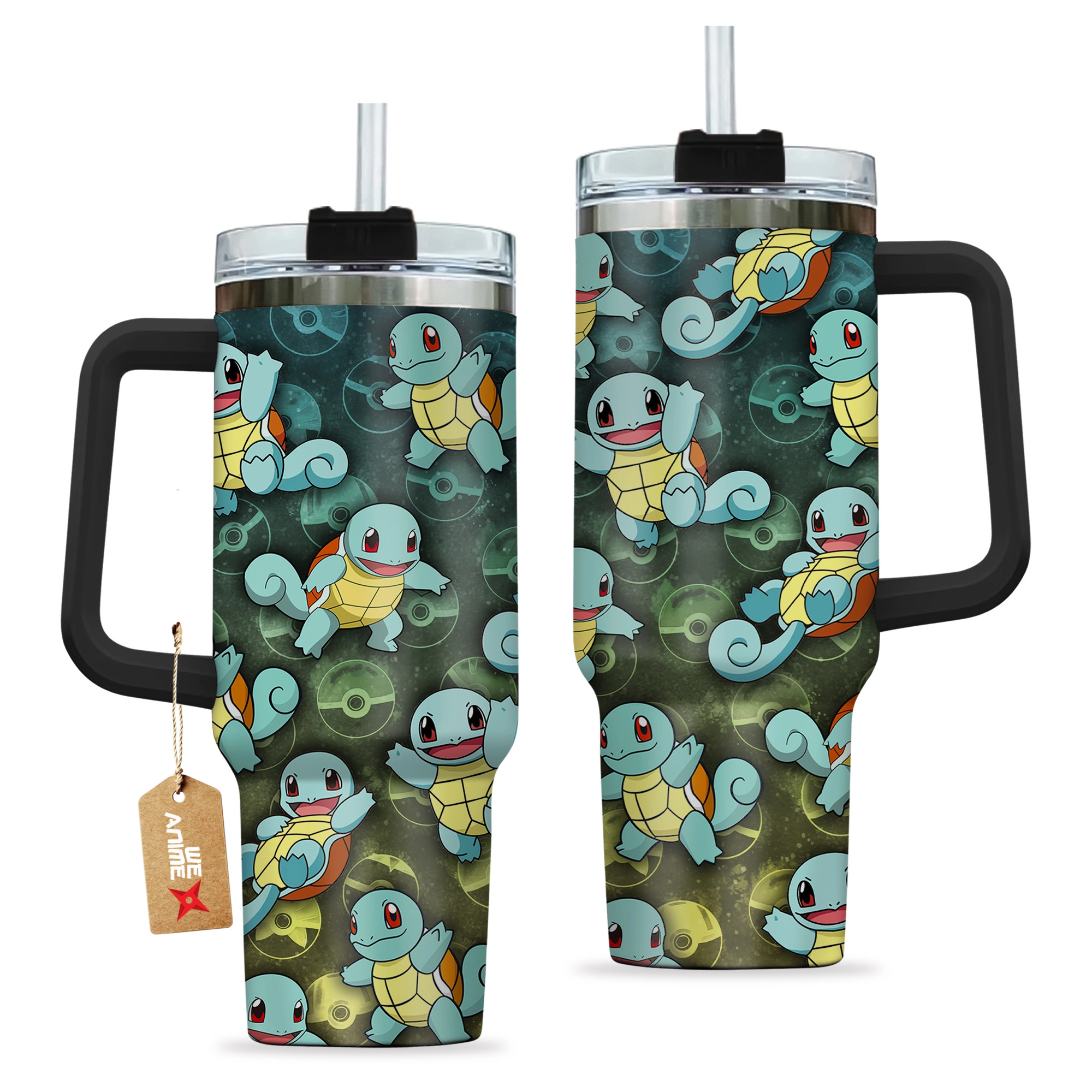 Squirtle Pokemon Anime Custom Quencher 30oz or 40oz Stainless Steel Tumbler With Handle HG