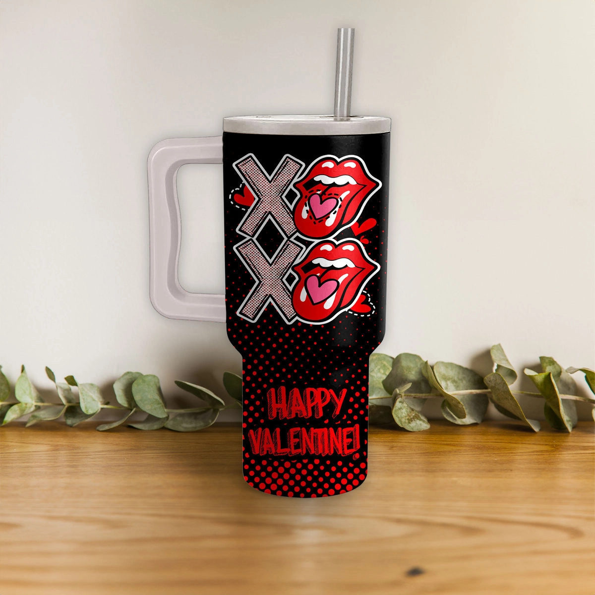 The Rolling Stones Happy Valentine Music Custom Stanley Quencher 40oz Stainless Steel Tumbler HG With Handle