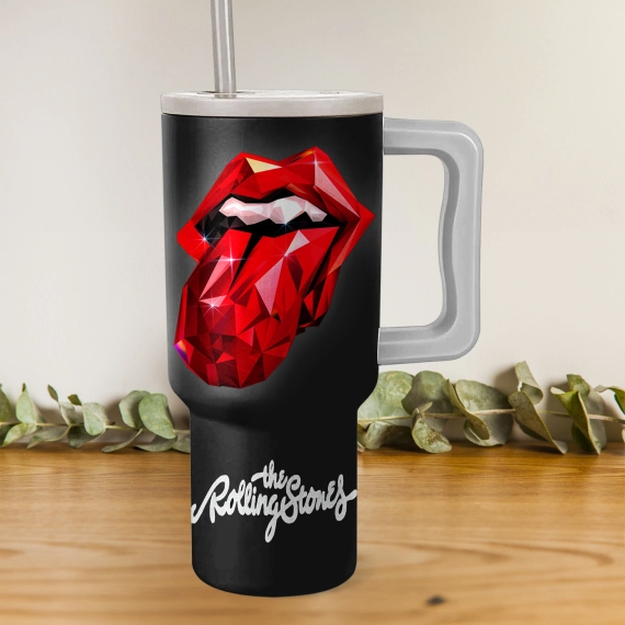 The Rolling Stones Music Custom Stanley Quencher 40oz Stainless Steel Tumbler HG With Handle