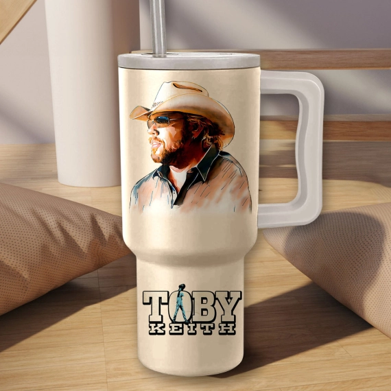 Toby Keith Music Custom Stanley Quencher 40oz Stainless Steel Tumbler HG With Handle