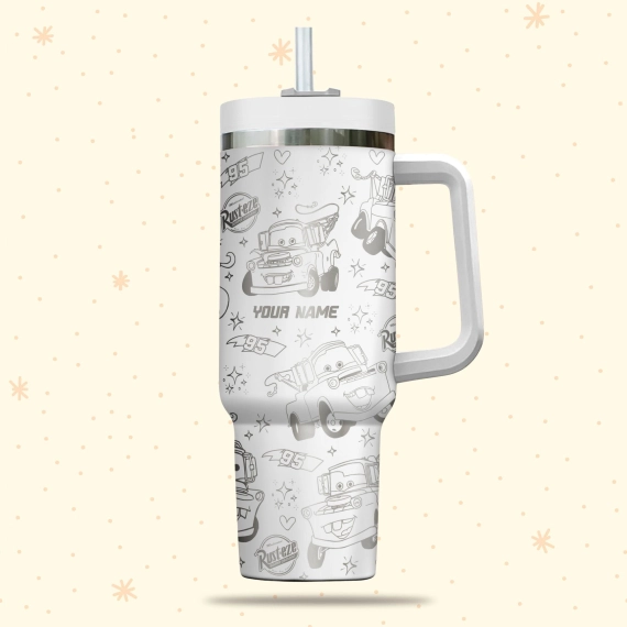 Tow Mater Cars Disney Cartoon  30oz or 40oz Quencher Stainless Steel Tumbler With Handle, Best Gift Idea NVA