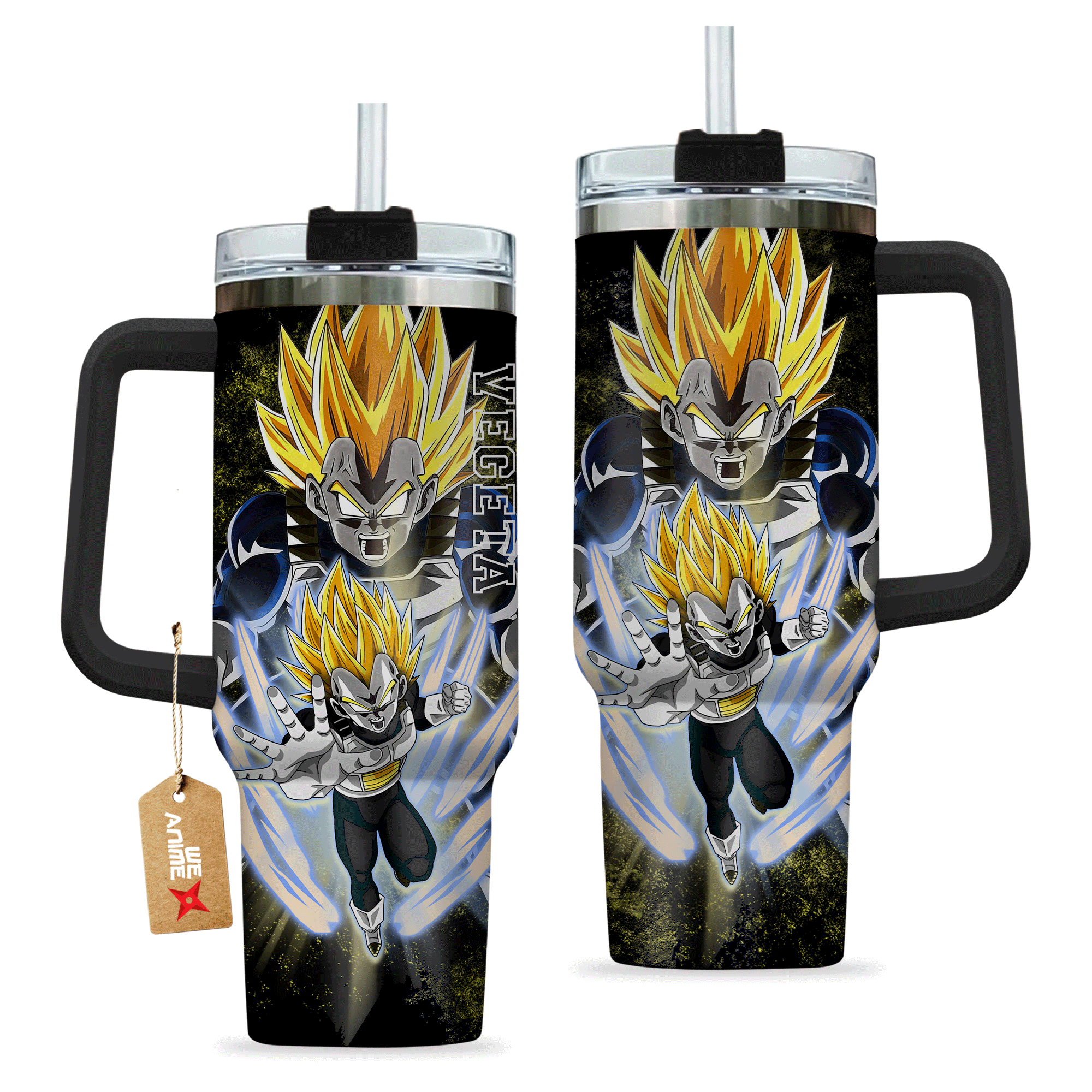 Vegeta Super Saiyan 2 Dragon Ball Anime Custom Quencher 30oz or 40oz Stainless Steel Tumbler With Handle HG