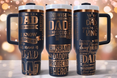 40oz Tumbler Dad Fathers Day Laser Engraved Full Wrap Design