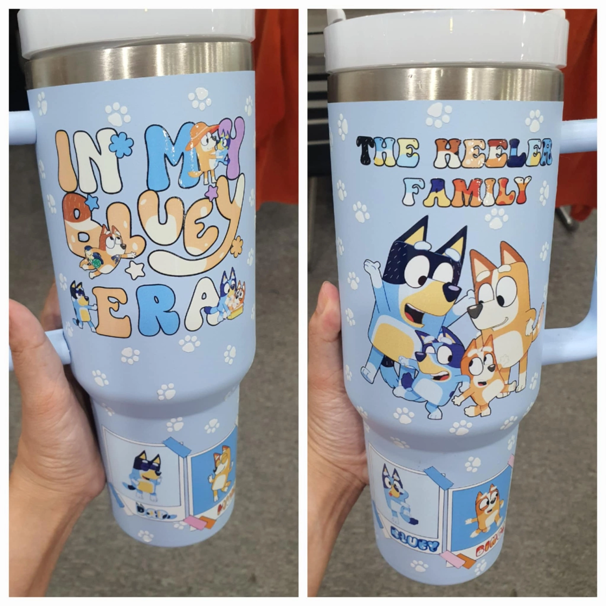 In My Bluey Era Heeler Family Cartoon Custom Quencher 30oz or 40oz Stainless Steel Tumbler With Handle HG