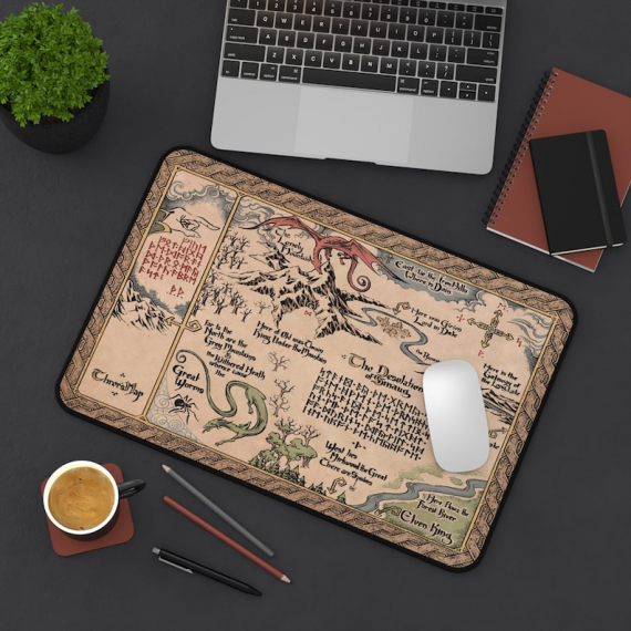 LOTR Middle Earth Map Mousepad | The Hobbit Map Desk Mat | Gift For Gamer | Mothers Day HCA Gift